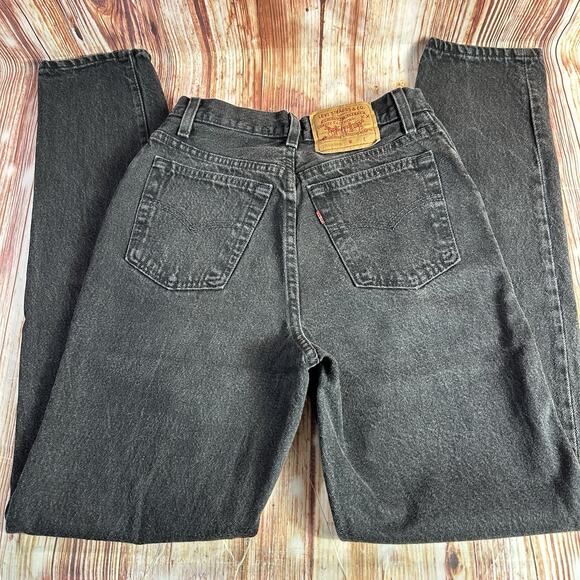 Vintage 90s Levis 501 Size 7 Black Button Fly Jeans Denim Pants Made USA 25x31.5 - Picture 4 of 12